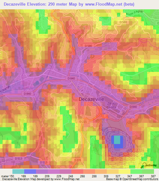 Decazeville,France Elevation Map