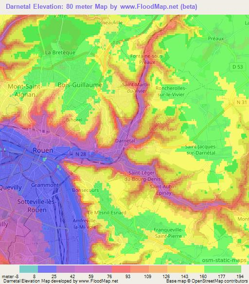 Darnetal,France Elevation Map