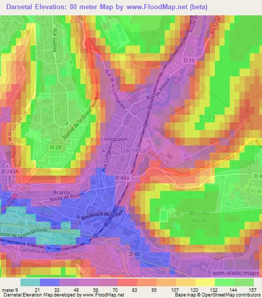 Darnetal,France Elevation Map