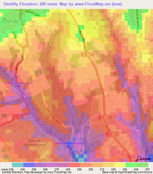 Dardilly,France Elevation Map