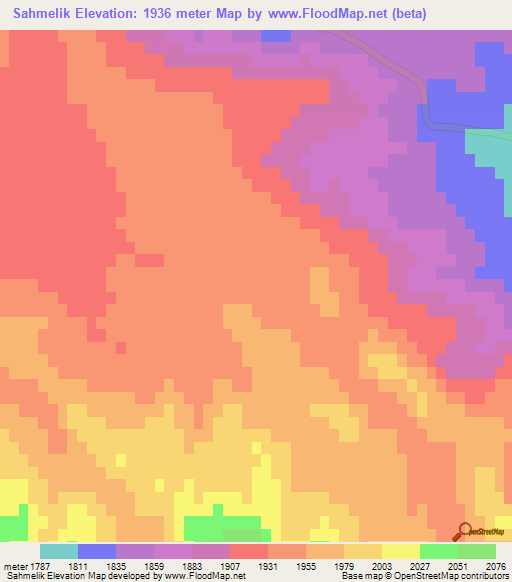 Sahmelik,Turkey Elevation Map