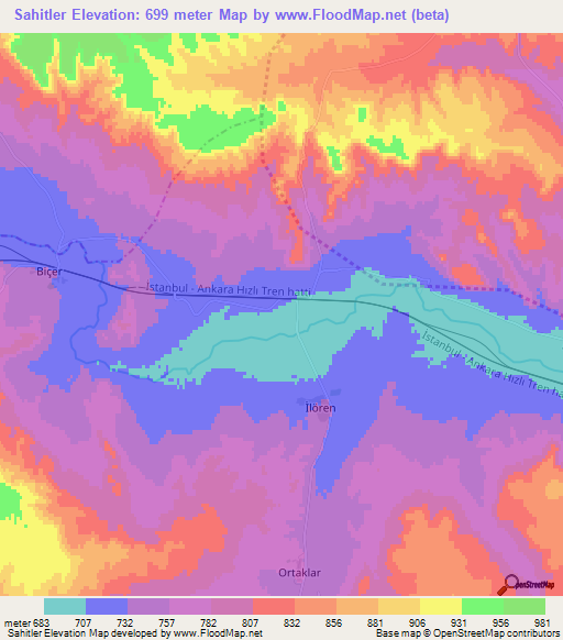 Sahitler,Turkey Elevation Map