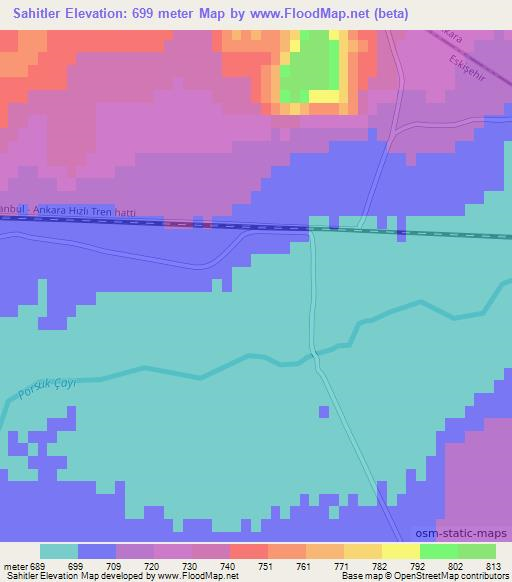 Sahitler,Turkey Elevation Map