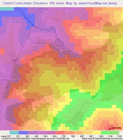 Cuttoli-Corticchiato,France Elevation Map