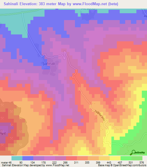 Sahinali,Turkey Elevation Map