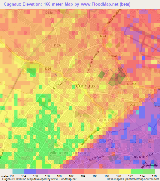 Cugnaux,France Elevation Map