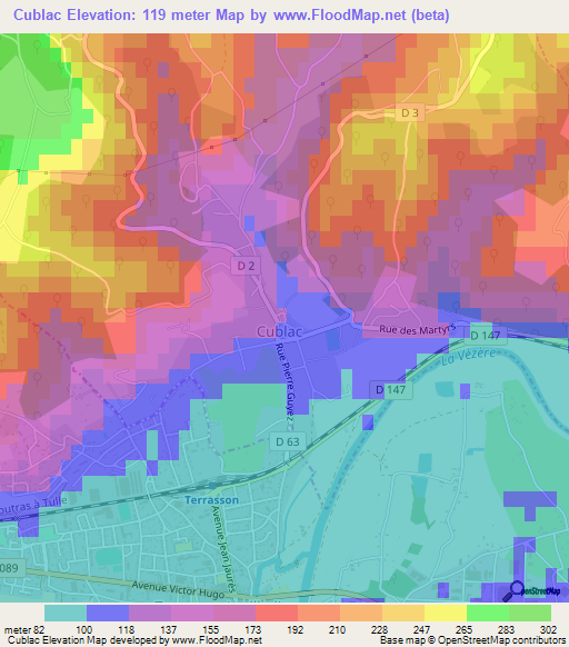 Cublac,France Elevation Map