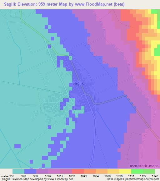 Saglik,Turkey Elevation Map