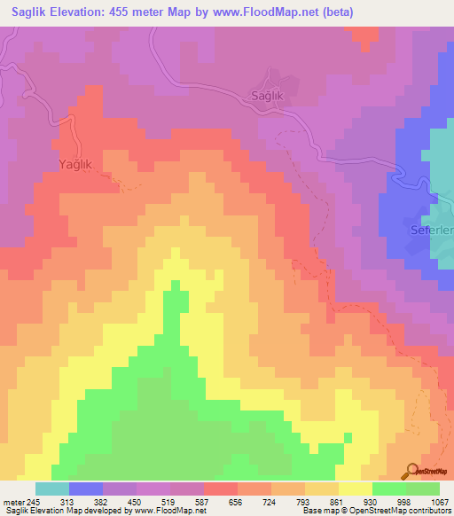 Saglik,Turkey Elevation Map