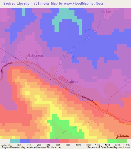 Sagirsu,Turkey Elevation Map