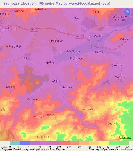 Sagirpasa,Turkey Elevation Map