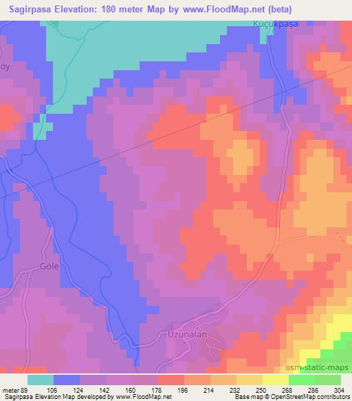 Sagirpasa,Turkey Elevation Map