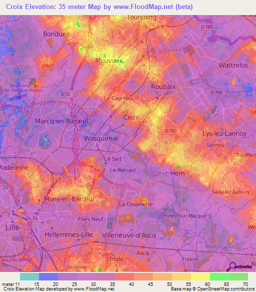 Croix,France Elevation Map