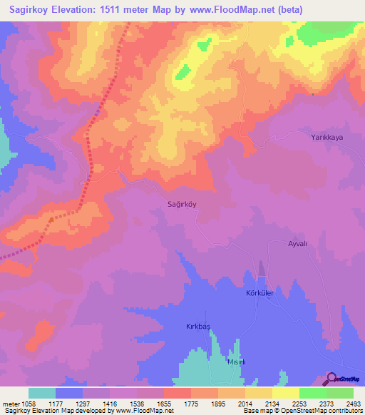 Sagirkoy,Turkey Elevation Map