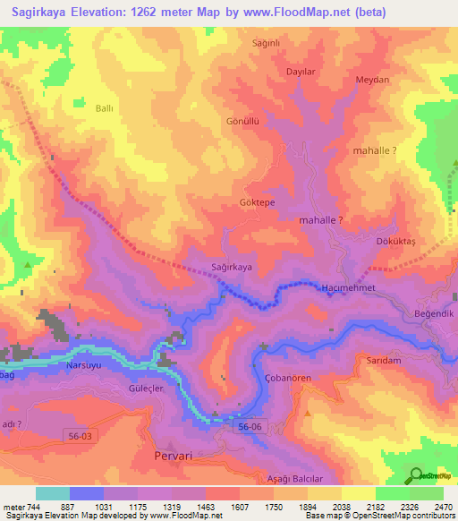 Sagirkaya,Turkey Elevation Map