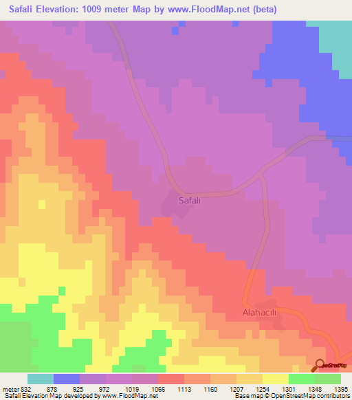 Safali,Turkey Elevation Map