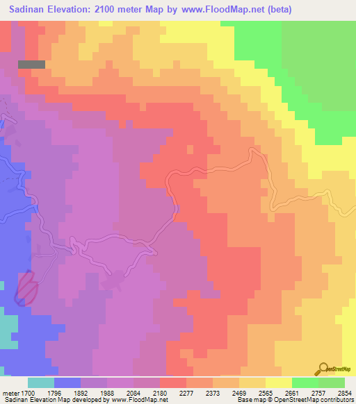 Sadinan,Turkey Elevation Map