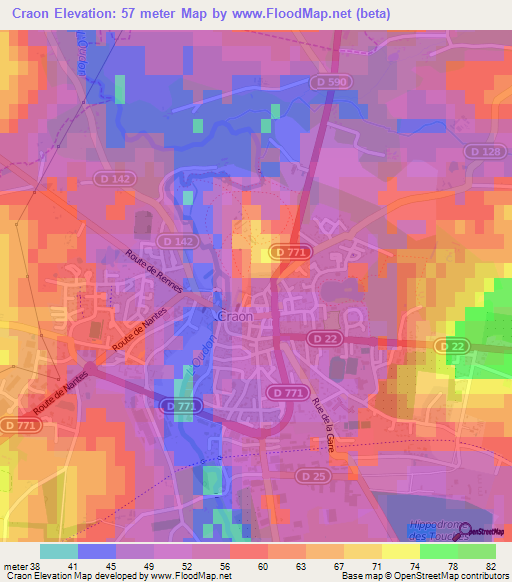 Craon,France Elevation Map