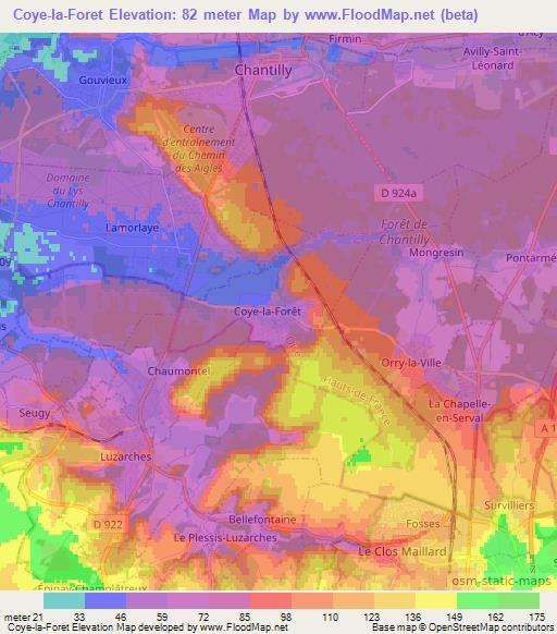 Coye-la-Foret,France Elevation Map