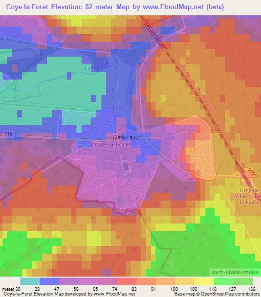 Coye-la-Foret,France Elevation Map