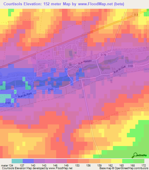 Courtisols,France Elevation Map