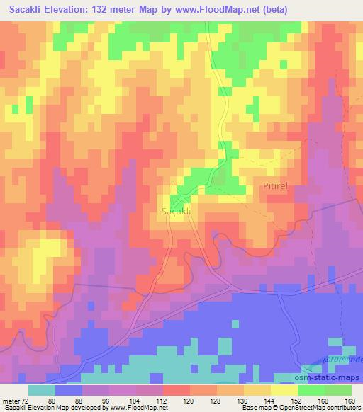 Sacakli,Turkey Elevation Map