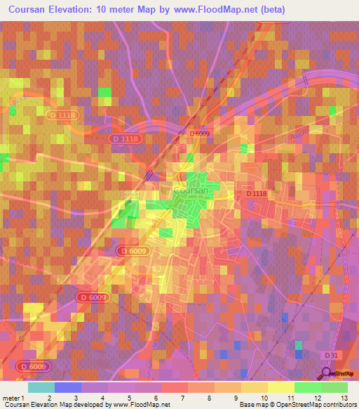 Coursan,France Elevation Map