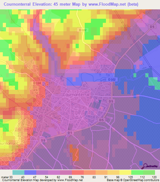 Cournonterral,France Elevation Map