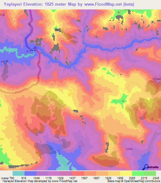 Yaylayeri,Turkey Elevation Map