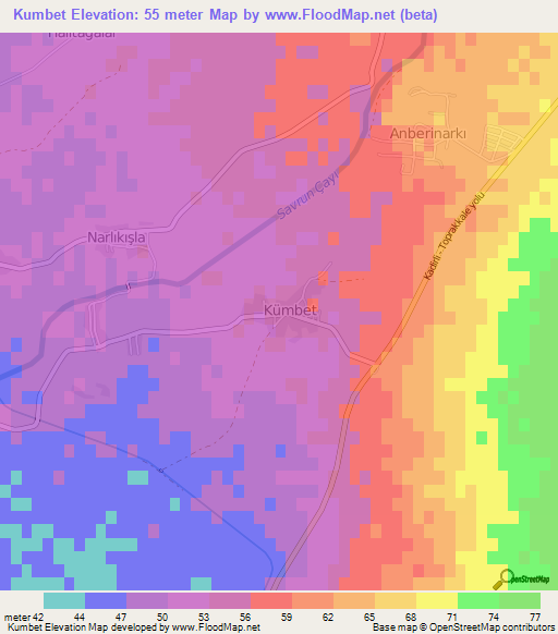 Kumbet,Turkey Elevation Map