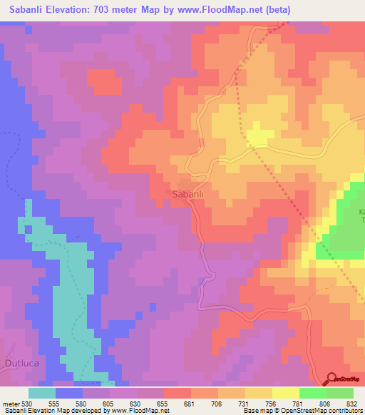 Sabanli,Turkey Elevation Map