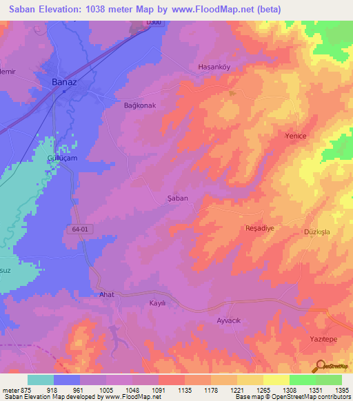 Saban,Turkey Elevation Map