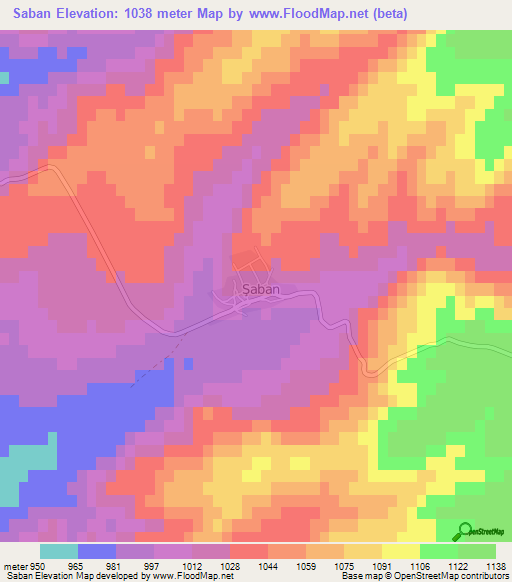 Saban,Turkey Elevation Map