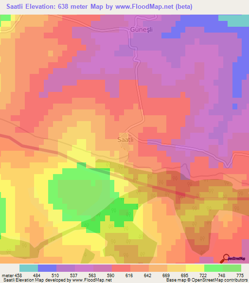 Saatli,Turkey Elevation Map