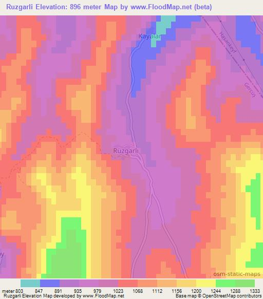 Ruzgarli,Turkey Elevation Map