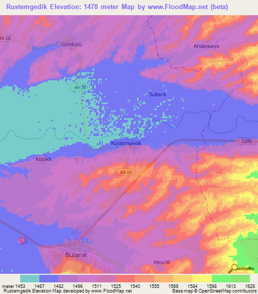 Rustemgedik,Turkey Elevation Map