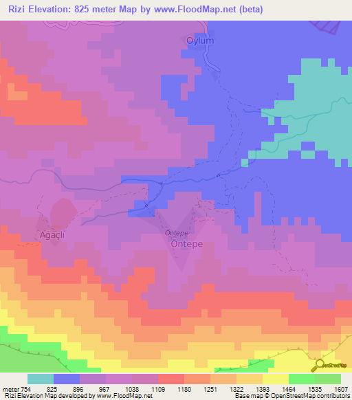 Rizi,Turkey Elevation Map