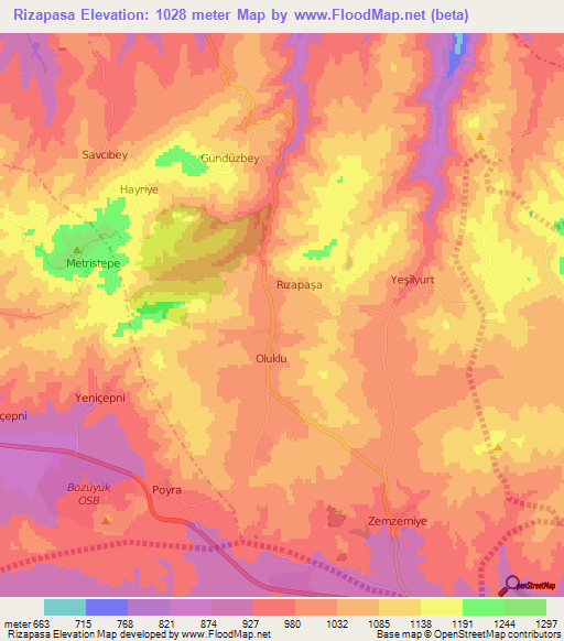 Rizapasa,Turkey Elevation Map