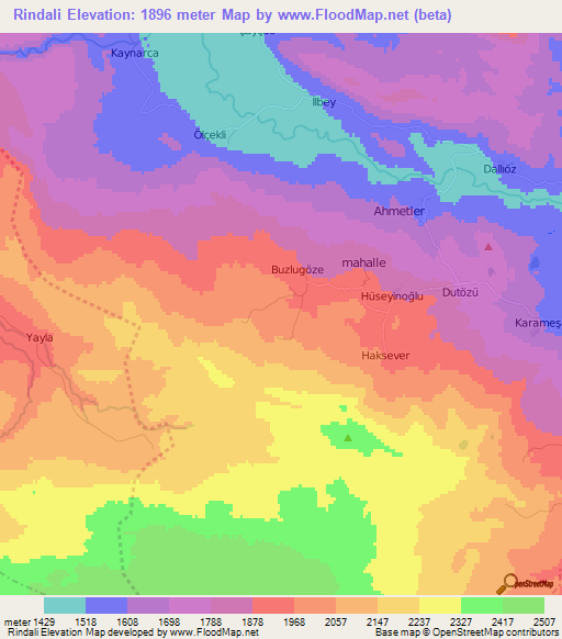 Rindali,Turkey Elevation Map