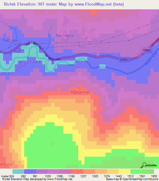 Riclek,Turkey Elevation Map