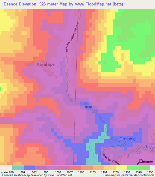 Esence,Turkey Elevation Map