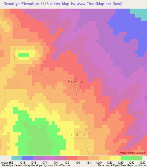 Resadiye,Turkey Elevation Map