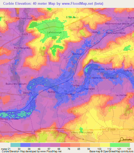 Corbie,France Elevation Map