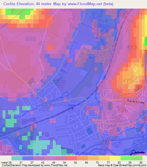 Corbie,France Elevation Map