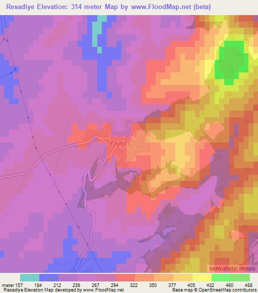 Resadiye,Turkey Elevation Map