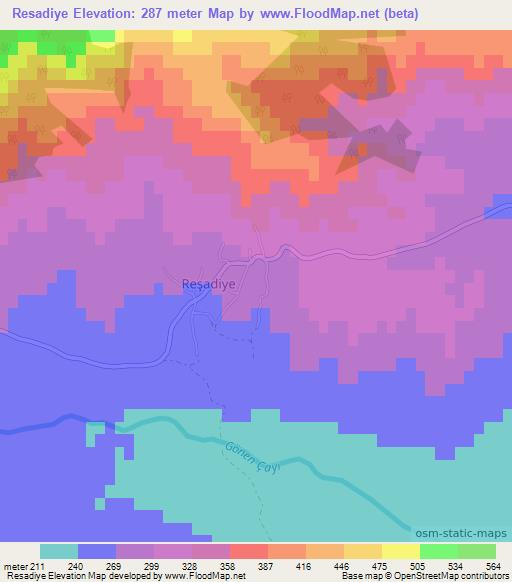 Resadiye,Turkey Elevation Map