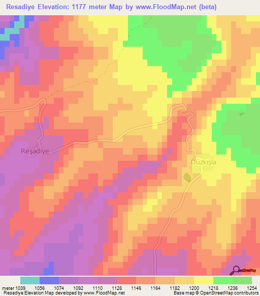 Resadiye,Turkey Elevation Map