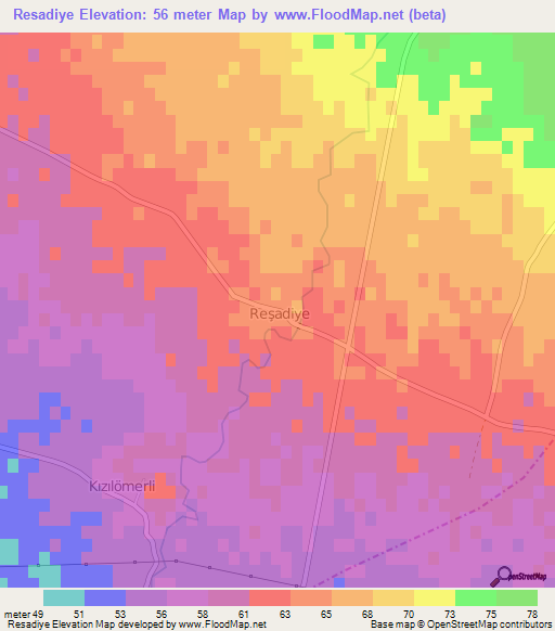 Resadiye,Turkey Elevation Map