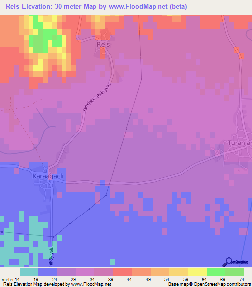 Reis,Turkey Elevation Map