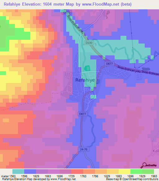 Refahiye,Turkey Elevation Map